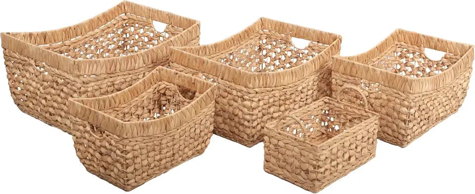 happimess Aria 5-Piece Nesting Storage Baskets Water Hyacinth 21", Natural