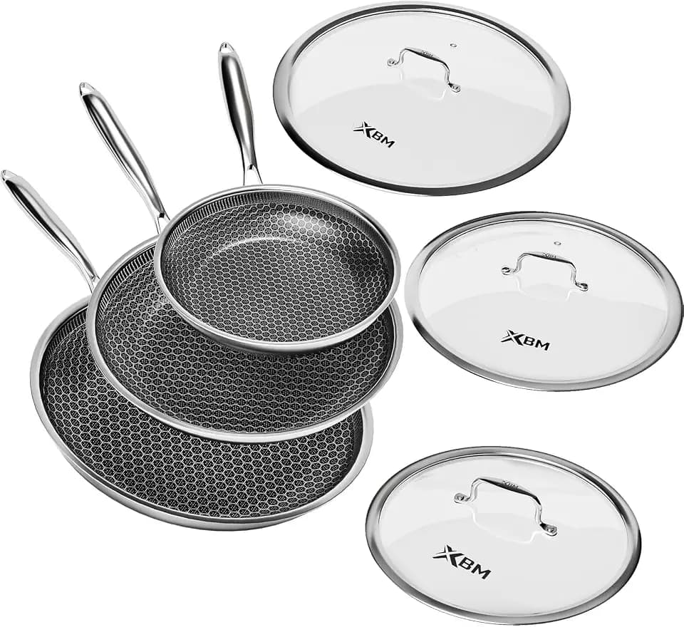 Nonstick Frying Pan Set, Honeycomb, PFAS-Free, All Cooktops