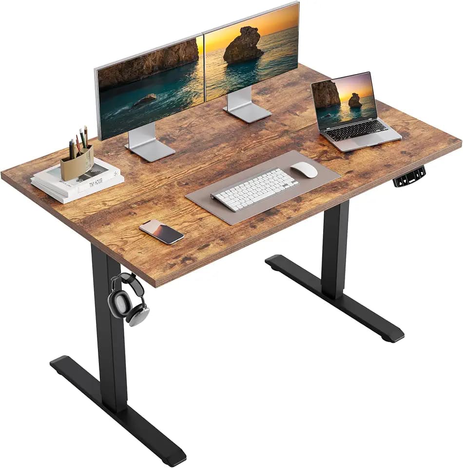 Agilestic 48*24 Inch Height Adjustable Electric Standing Desk, Rustic Brown