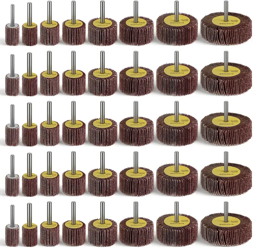 40 Pack 80 Grit Abrasive Flap Wheel Sander, Aluminum Oxide Flap Wheels Cylindrical Shape Sanding Wheel for Drill 1/4" Shank for Removing Rust and Polishing