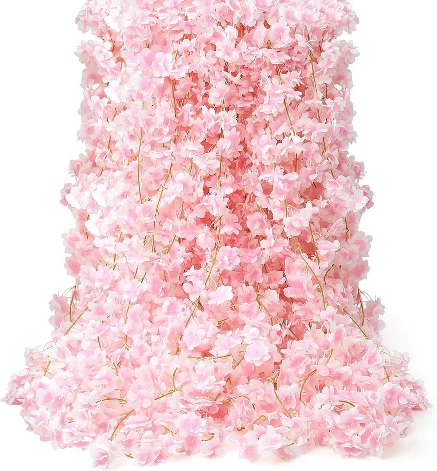 4PC 23.6FT Cherry Blossom Flowers Garland Vine for Decoration