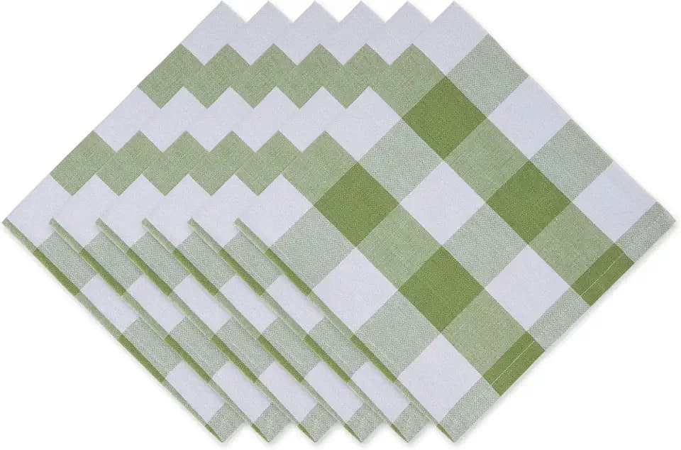 DII Buffalo Check Collection, Classic Farmhouse Cloth Napkin Set, 20x20, Antique Green, 6 Piece