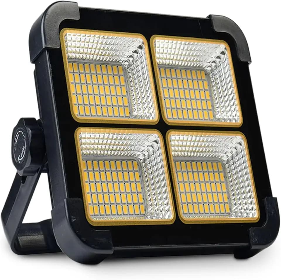 LED Solar Work Light Rechargeable Battery 4000mah Dimmable 1000LM With 4 Lighting Modes Emergency Worklight IP65 Waterproof Portable Solar Camping Lights With USB & Charging Ports