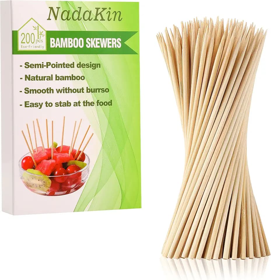 200 PCS Bamboo Skewers, 8 Inch Food Sticks for Appetizers Fruit Kebabs