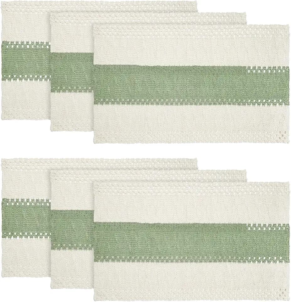 Artoid Mode Light Green Farmhouse Rustic Placemats Set of 6-12x18 Inch