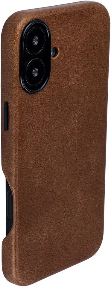 Dockem Echtlederhülle V2 für iPhone 16 Plus mit Vollständigem Kameraausschnitt, Kompatibel mit MagSafe (MSGL, Braun)