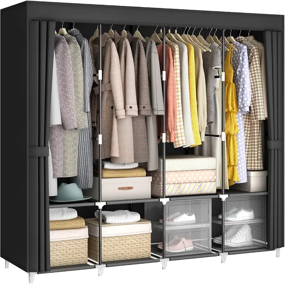 67" Portable Wardrobe Closet for Hanging Clothes Large Capacity for Bedroom