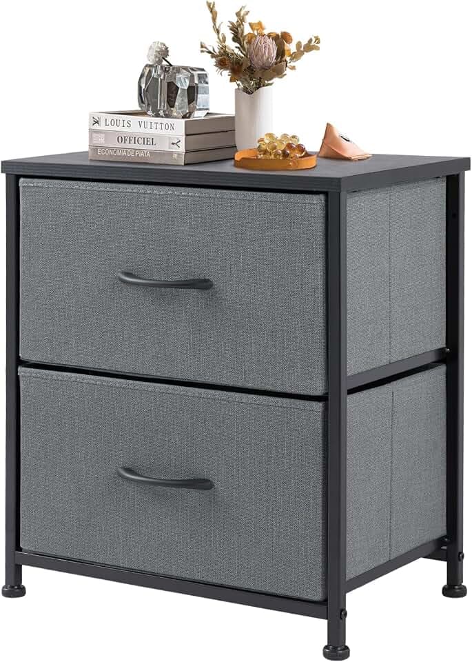 DUMOS Night Stand Small Dresser for Bedroom with 2 Drawers, Bedside Table