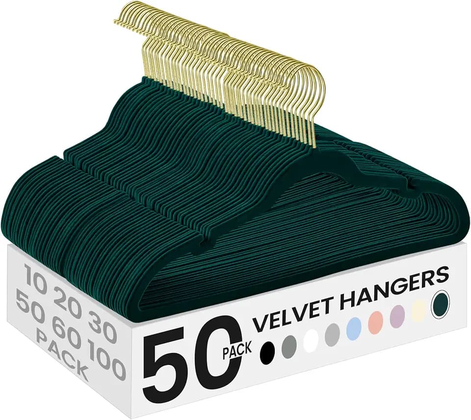 SONGMICS Velvet Hangers 50 Pack, Non-Slip Clothes Hangers, Space-Saving