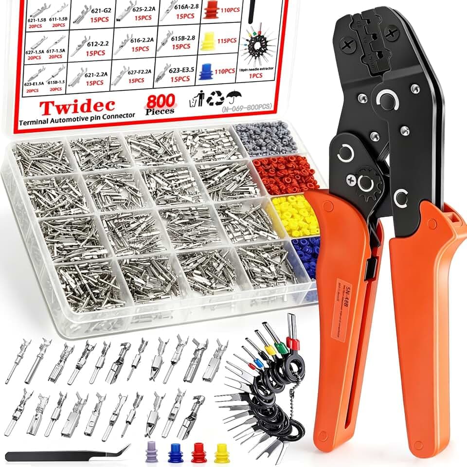 Twidec/800Pcs 21Type Car Pins Connector Kit Wire Pin With Crimping Pliers