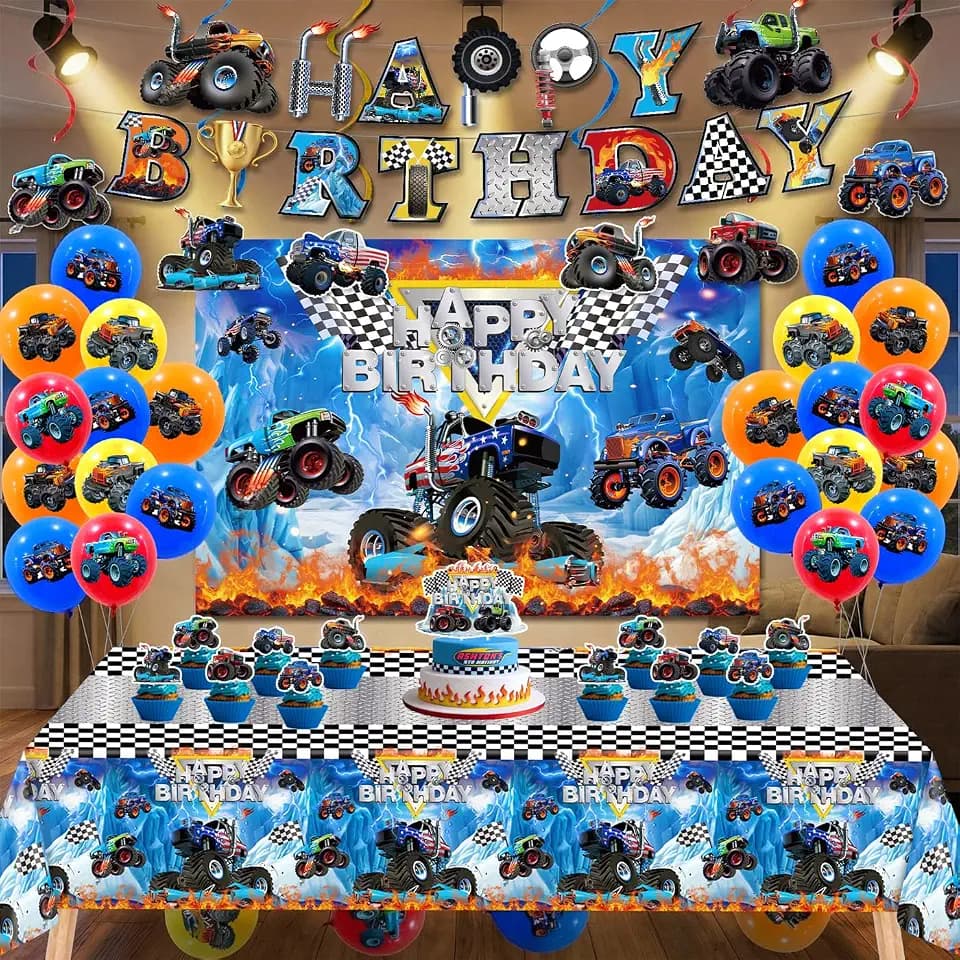 Monster Truck Birthday Decorations Party Decorations Party Supplies Set