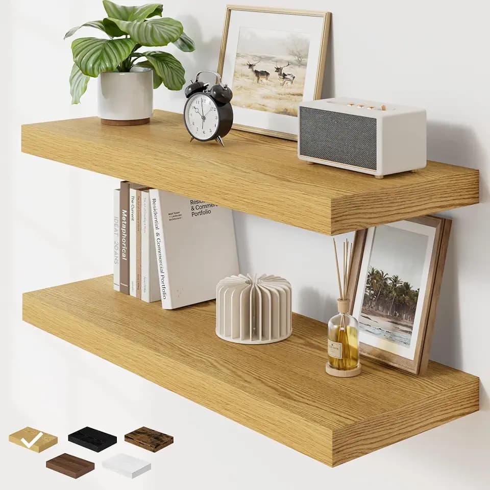 RICHFOCUS 36" Bathroom Floating Shelves for Wall 2Pack|Oak