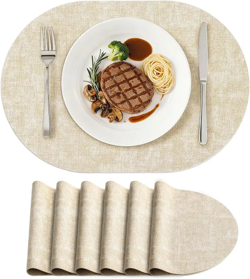 homing Heat Resistant Oval Placemats Set of 6, Beige