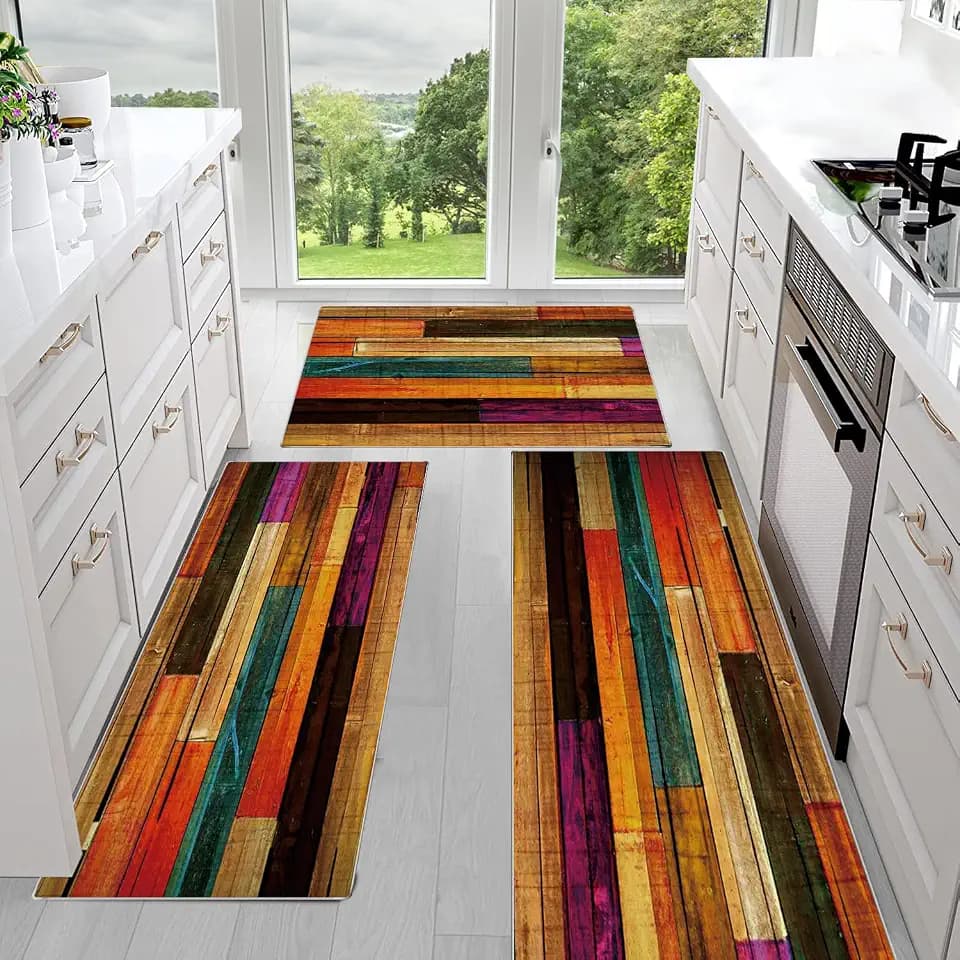 Sofort Kitchen Rugs Sets of 3, Non Slip Washable Runner Rugs