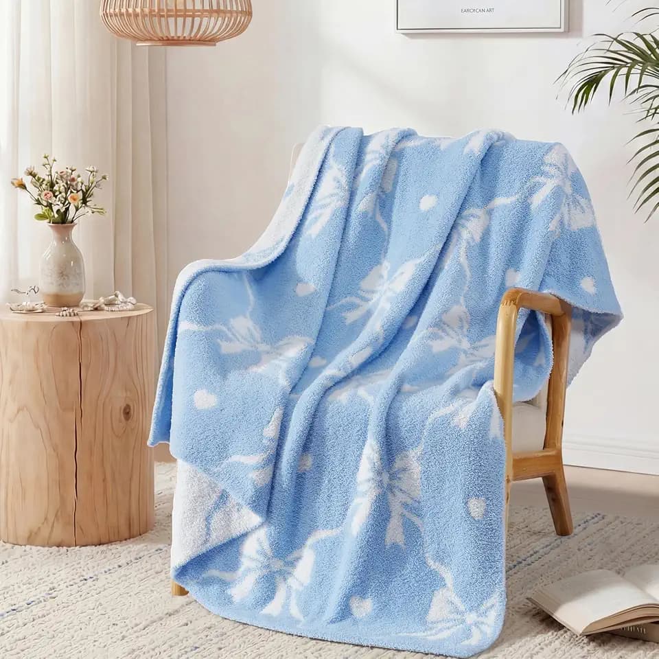 WRENSONGE Soft Throw Blanket for Couch-Cozy Reversible Knitted Blankets