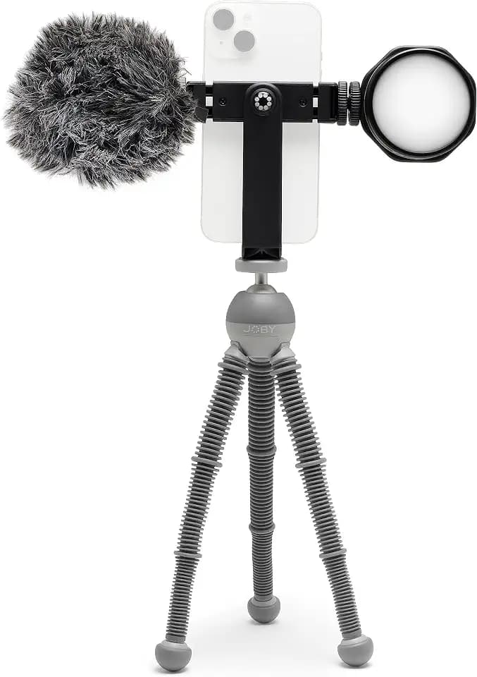 JOBY Beamo Reel Creator Kit Flexibles Stativ mit GripTight 360 Smartphone-Halterung, Wavo Mobile und Beamo Reel für spiegellose Kompaktkameras oder Smartphones (JB01862-BWW)
