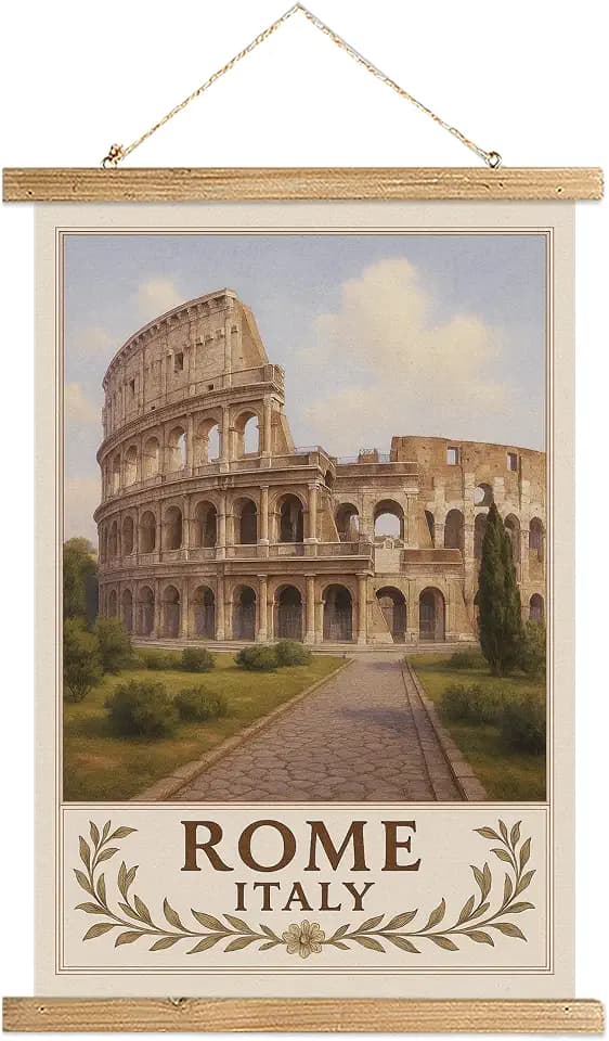 XIAOAIKA Rome Colosseum Wall Art, Vintage Travel Poster, 16 x 23 in