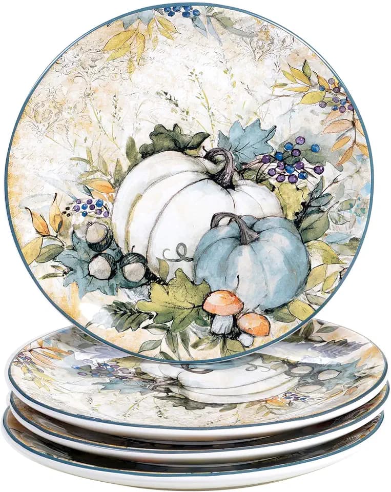Certified International Harvest Gatherings 9" Salad/Dessert Plates, Multicolor, Medium, Set of 4