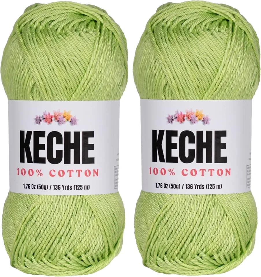 Cotton Yarn - 100% Cotton Yarn for Crocheting and Knitting, Mercerized Cotton Amigurumi Yarn Fine-Sport 2 1.76 oz (50g) / 136 Yrds (125 m) 2 Skeins - Mint