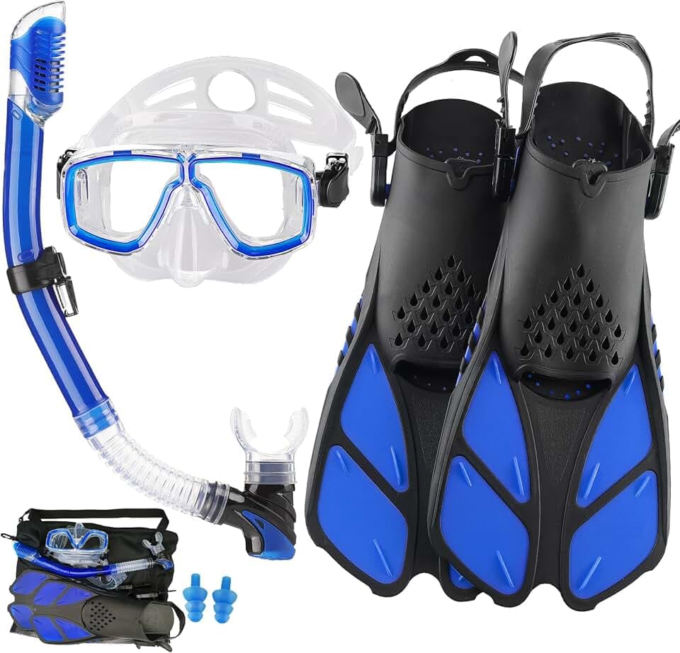Snorkeling Gear for Adults with Bag Anti-Fog Snorkel Sets for Travel