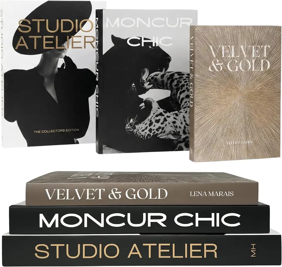 Aesthetic Decorative Books Set of 3, Luxury Fashion Removable Covers, Beautiful Faux Books for Modern Home Decoration, Real Books, Blank Pages, Enhance Your Coffee Table, Bookshelf or Mantel Decor