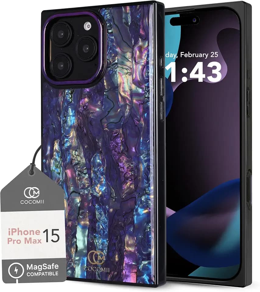 COCOMII Rectangle for iPhone 15 Pro Max Case, Milky Way Abalone Shell
