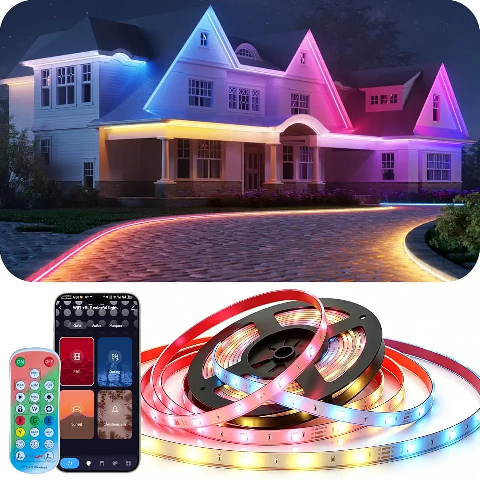 DeckTok 65.6ft RGB LED Strip Lights Outdoor, Alexa Google Assistant, IP67