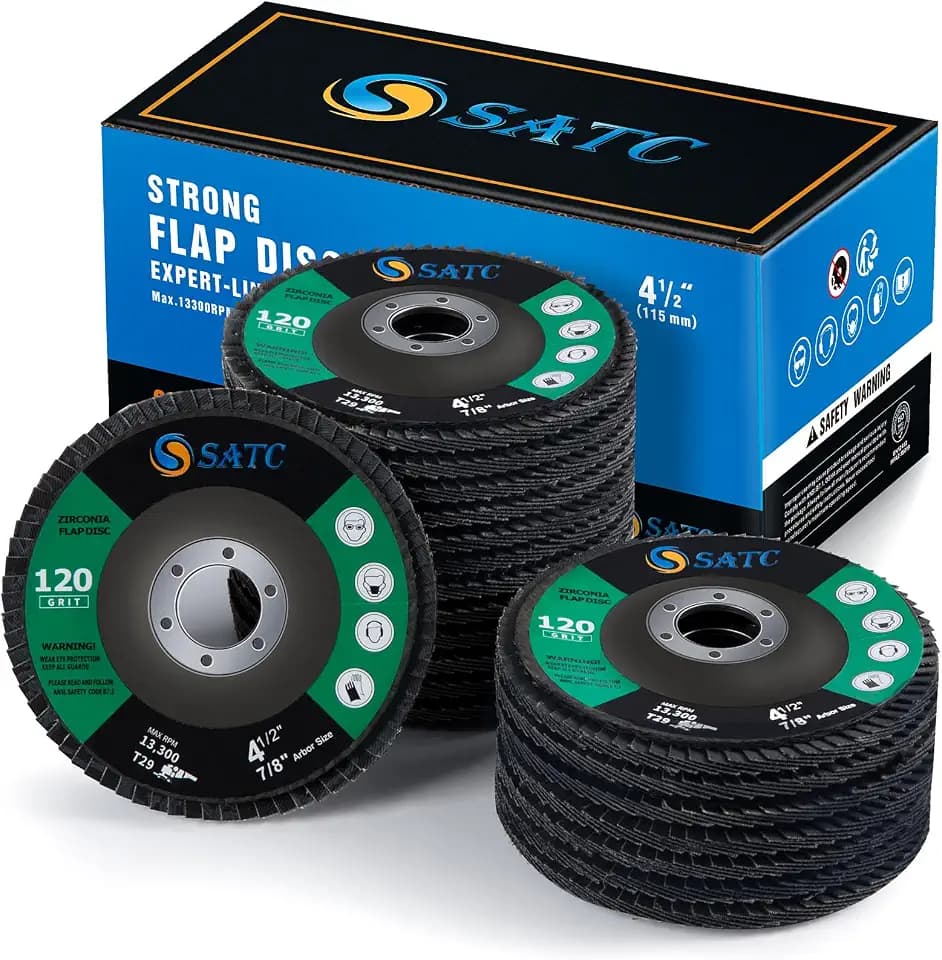 S SATC Flap Discs 120 Grit Grinding Wheel 4.5" x 7/8" Angle Grinder Sanding Disc Abrasive Grinding Disc Type 29(20 Pack)