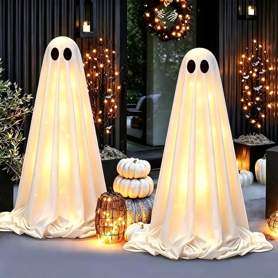 2 Pack 5 Ft Halloween Decorations Outdoor - Light Up Ghost Decor
