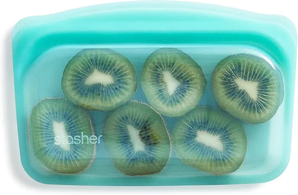 Stasher Premium Reusable Silicone Food Storage Bag, Snack, Aqua, 12 oz