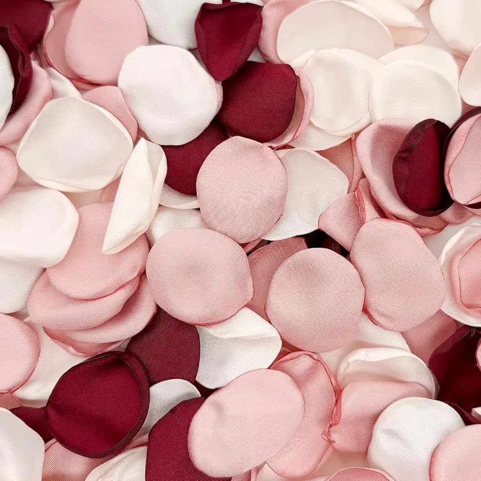 Artificial Silk Rose Petals, 200 Pcs Burgundy Blush Pink Petals for Wedding Decoration, Bouquets, Party, Romantic Bath, Photography Backdrop