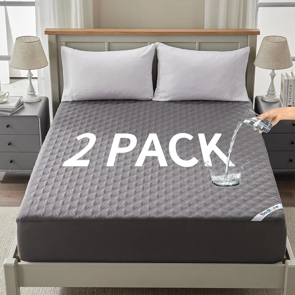 BEDLORE 2 Pack Waterproof Mattress Protector, Twin Size Mattress Pad