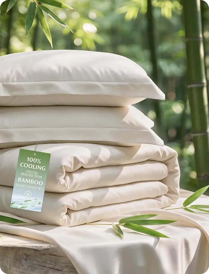Bedsure PureWoven 100% Viscose Derived from Bamboo Duvet Cover Set, Queen