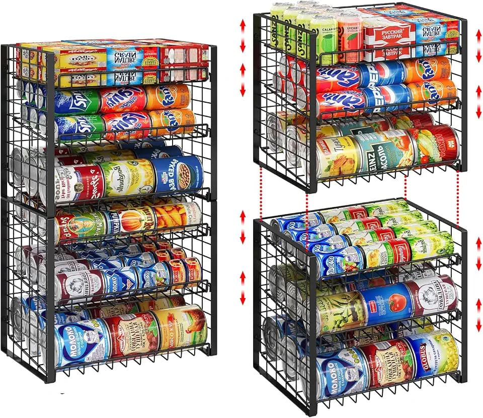 3 Tier Stackable Can Rack Organizer, Adjustable Can Holder for Pantry