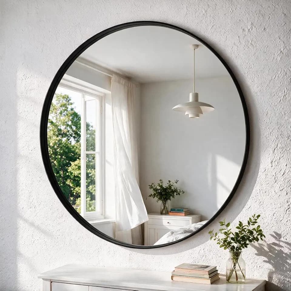 NEWBULIG 30-Inch Round Wall Mirror, Bathroom Wall Circle Mirror