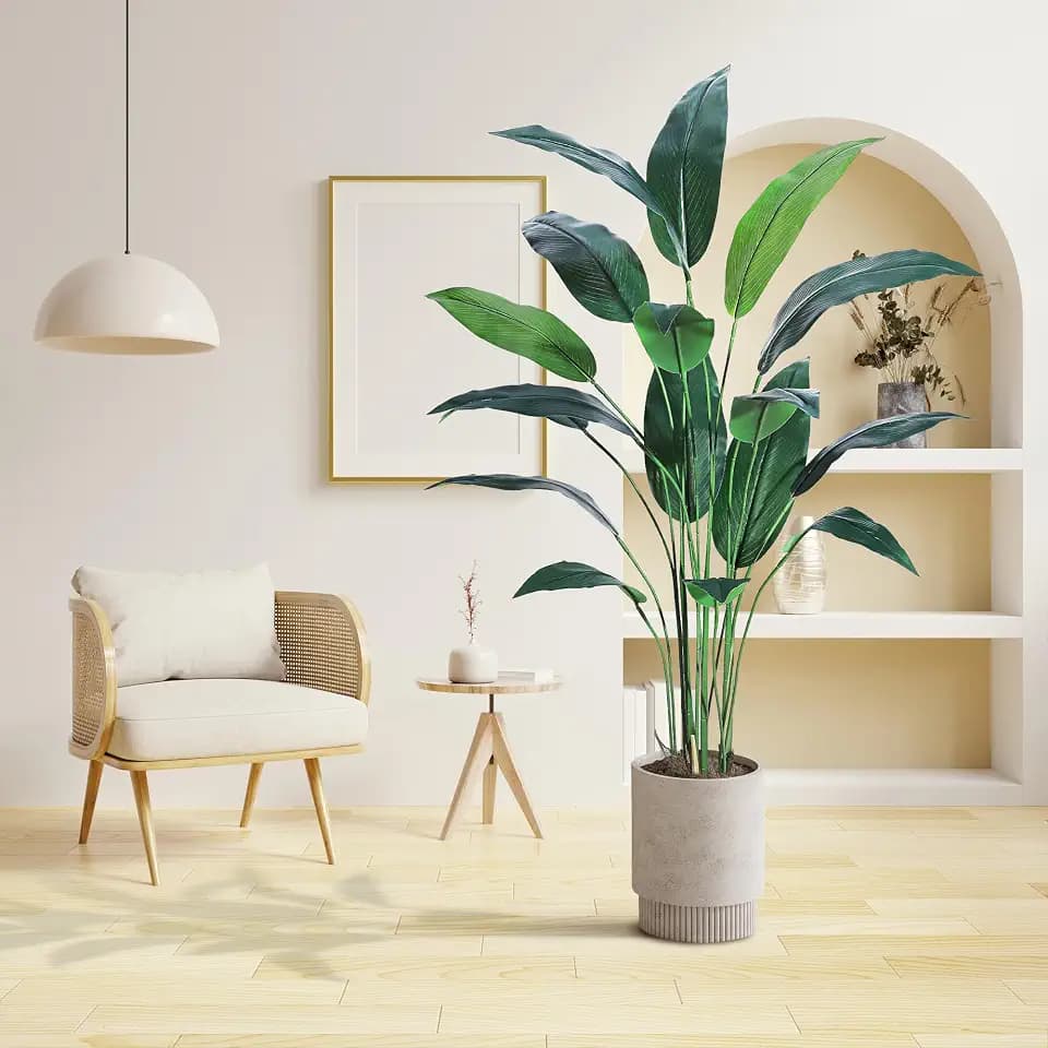 6FT Artificial Bird of Paradise Tree, Realistic Silk Faux Plant with 17 Trunks, Tall Fake Floor Plant for Indoor & Outdoor Home Décor