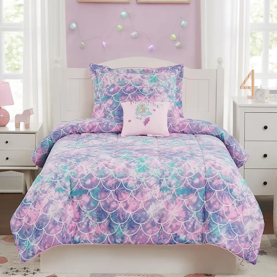 Twin Comforter Set for Girls - 3 Pieces Mermaid Bedding Twin Bedding Sets