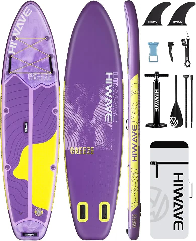 Hiwave Inflatable Stand Up Paddle Board 11’*34”*6” Sup Board, 420lbs Capacity Adult&Youth Paddle Board, Pet Friendly for Ocean&Lake, w/Double Action Hand Pump