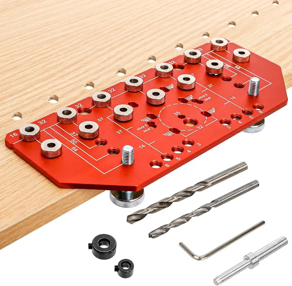 7 Holes Shelf Pin Jig and Hinge Jig, 1/4 Inch and 5mm