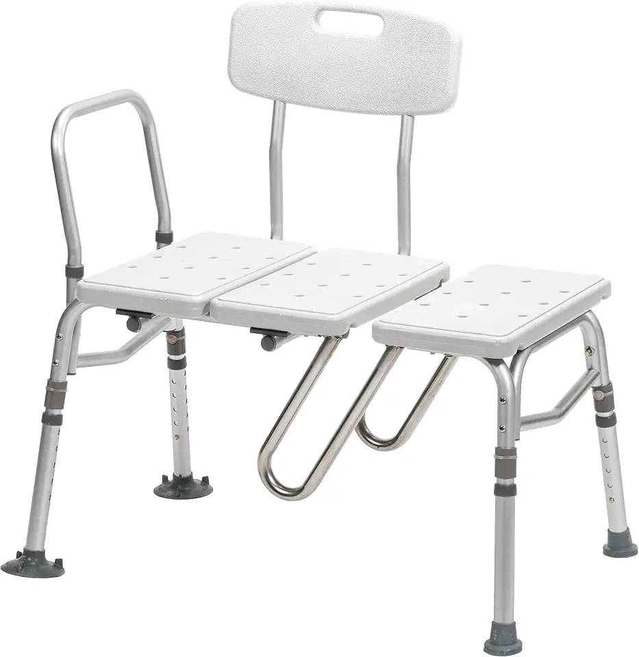 Drive Medical Splash Defense Tub Transfer Bench, Adjustable Height, White