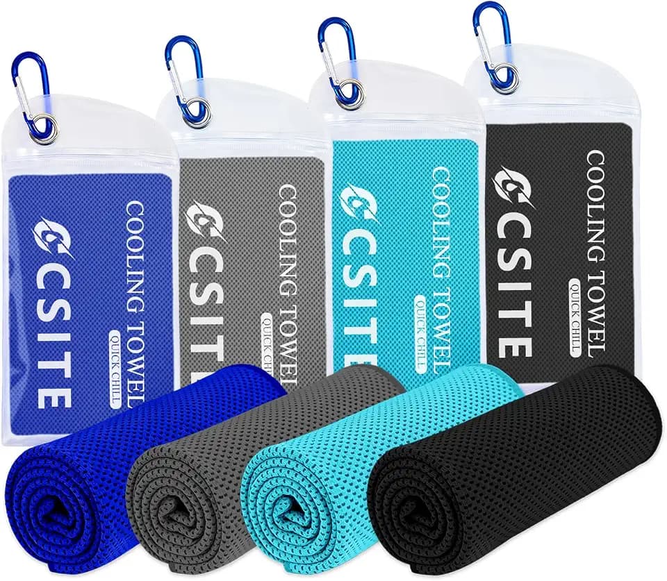 CSITE 4 Pack Cooling Towels (47"x12") for Neck and Face, Ice Towel for Hot Weather, Soft Breathable Chilly Gym Towels, Microfiber Towel for Work Out, Yoga, Running, Camping & More Activities