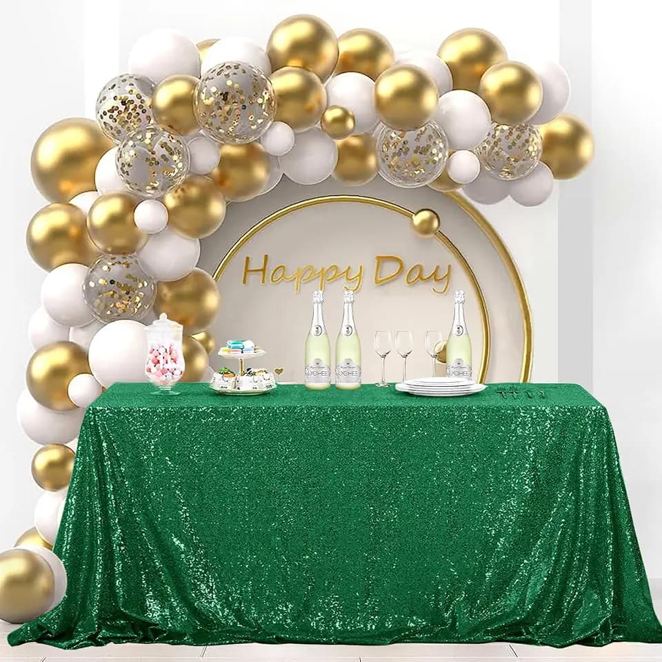 OQSQ Grass Green Sequin Tablecloth 60x102 inch, Glitter Drape Table Cloth, Sparkle Sequence Table Overlays for Thanksgiving Day Wedding Birthday Party Baby Bridal Shower