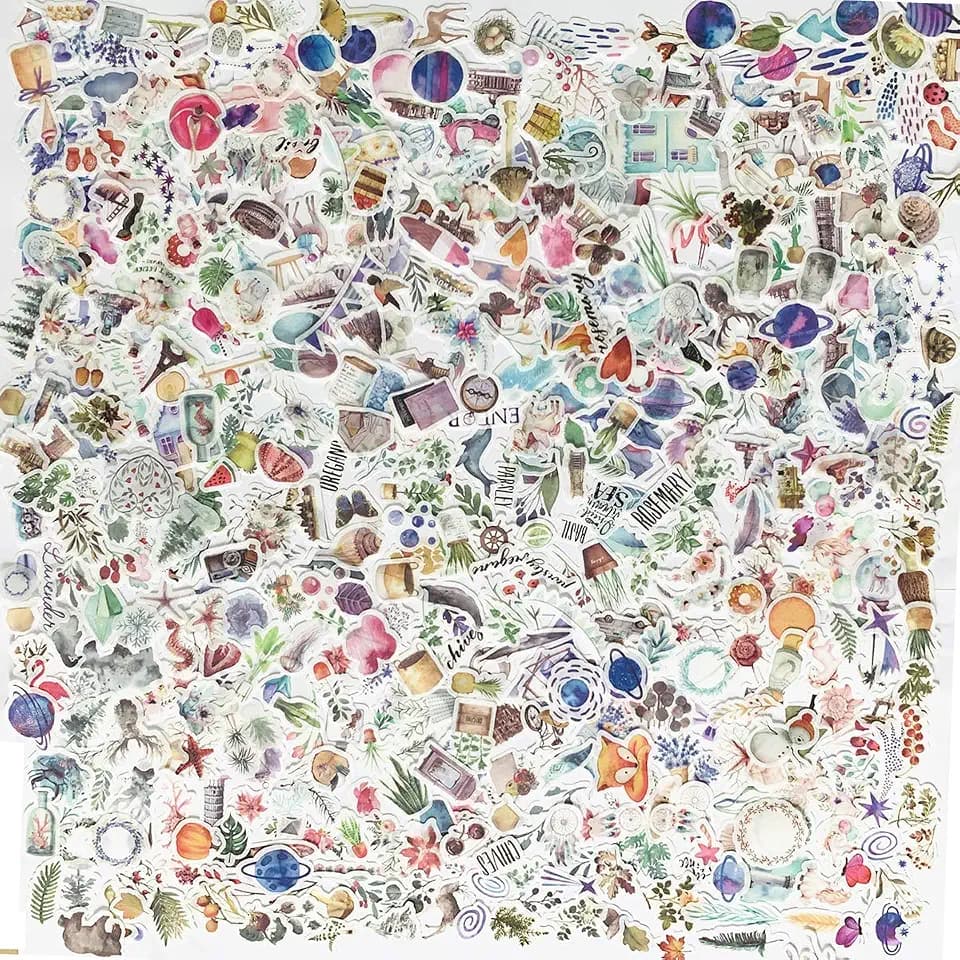 600 Pieces Watercolor Travel and Outdoor Adventure Stickers,Cartoon Waterproof Pop Phone Guitar Skateboard Motorcycle Suitcase Sticker Decal for Teens Planners and Journals