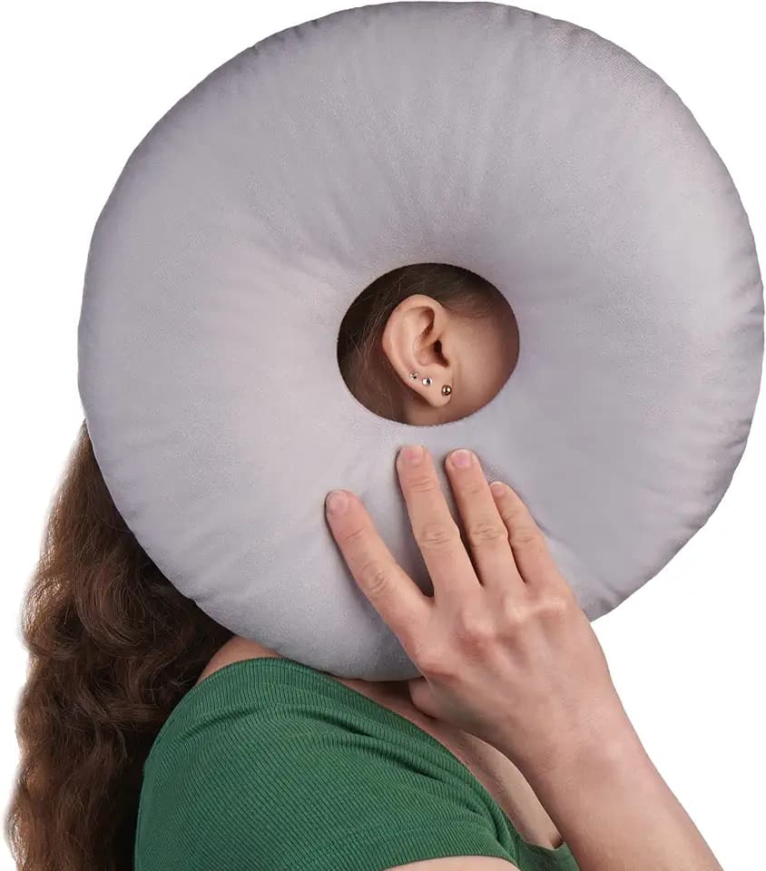 ODOXIA Piercing Kissen mit Loch | Für Ohr gegen Ohrenschmerzen | Donut Kissen | Ohrkissen | Sleepingring für Seitenschläfer zur Schmerzlinderung im Ohr | Piercing Pillow (Grey)