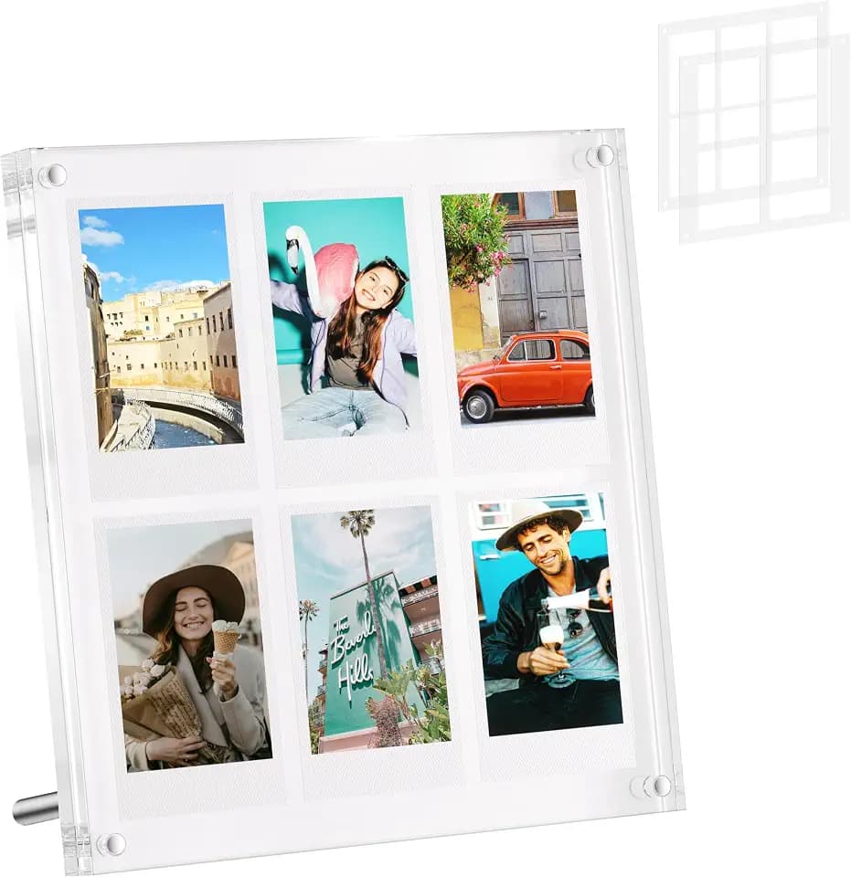 2x3 Mini Polaroid Picture Frames for Fujifilm Instax Mini/Square Film, Acrylic Fridge Magnetic Photo Frame, Instax Floating Collage Frame for Fridge and Desktop, Polaroid Picture Display Holder