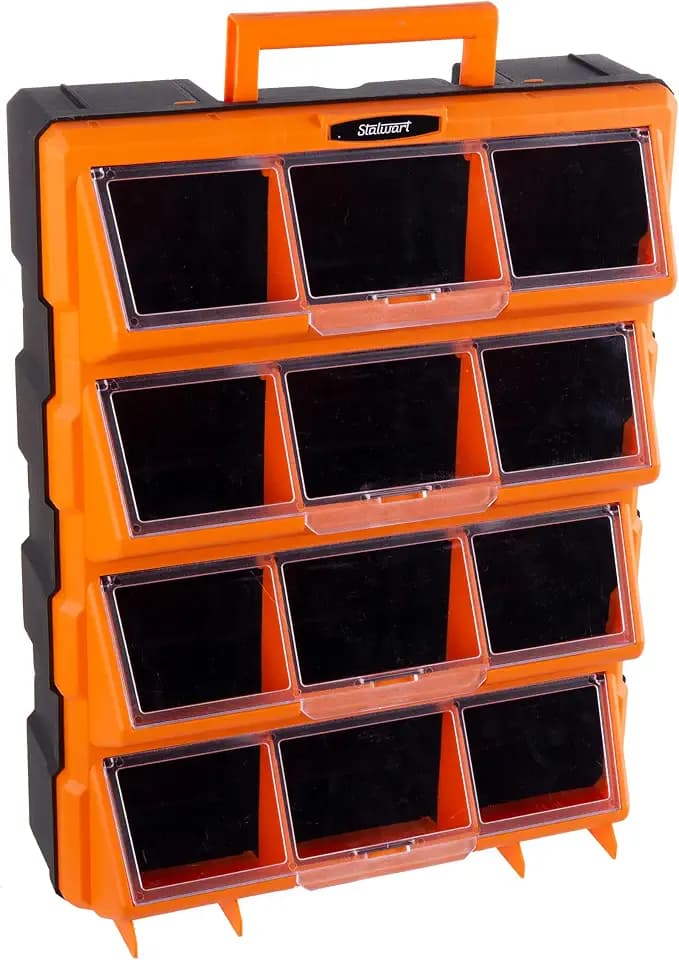 Stalwart Plastic Storage Drawers for Garage Organization, Black