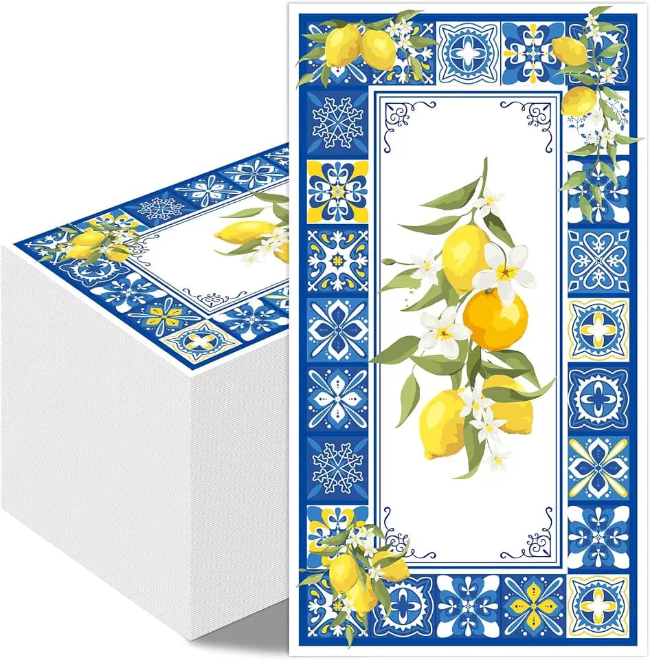 Amalfi Coast Party Decorations - 100 Pcs Lemon Mediterranean Napkin