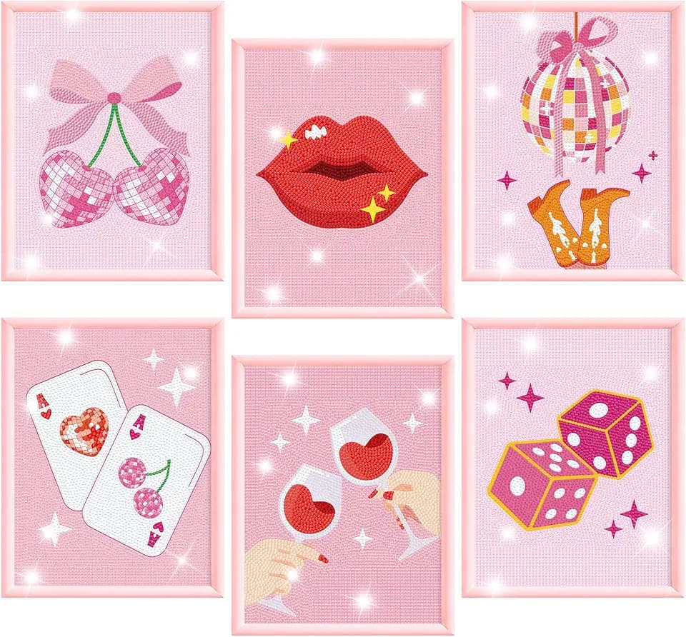 Yiaoyinnz 6 Pcs Pink Diamond Art Kits for Adults 10x12inch