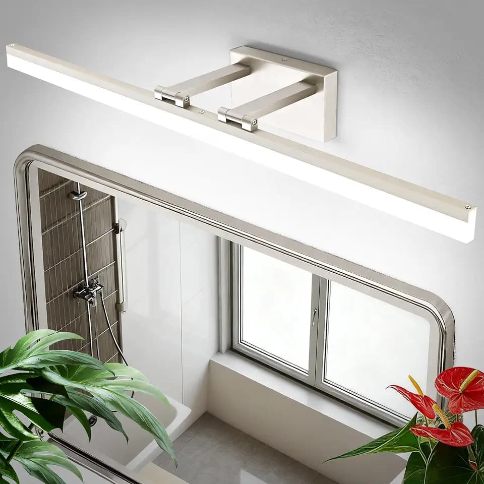 SOLFART Bathroom Lights Over Mirror: 32 Inch Bathroom Vanity Light- Brushed Nickel 6000K LED Lighting Fixtures IP44 Damp Rated, ETL Certified