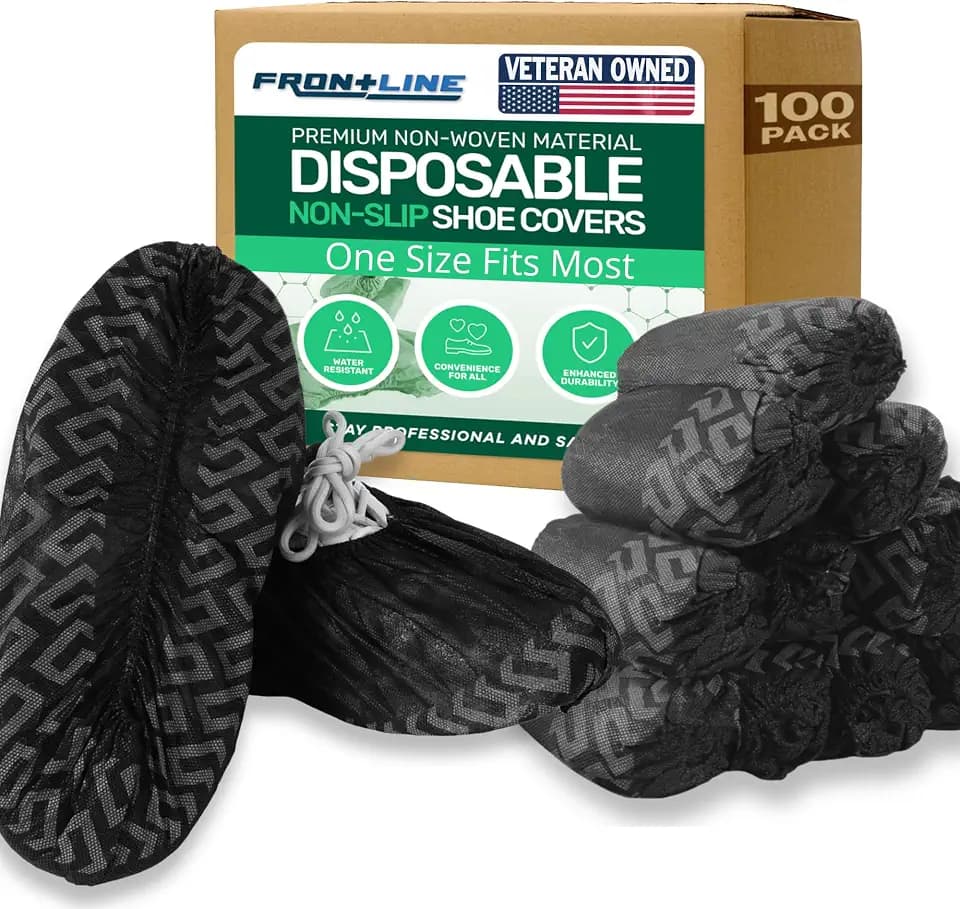 Non-Slip Shoe Covers Disposable, 100 Pack Black, One Size Fits Most Booties